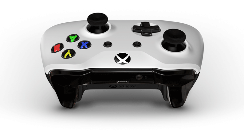 The image shows a Bluetooth-enabled controller with the Pair button below and to the right of the Xbox button.