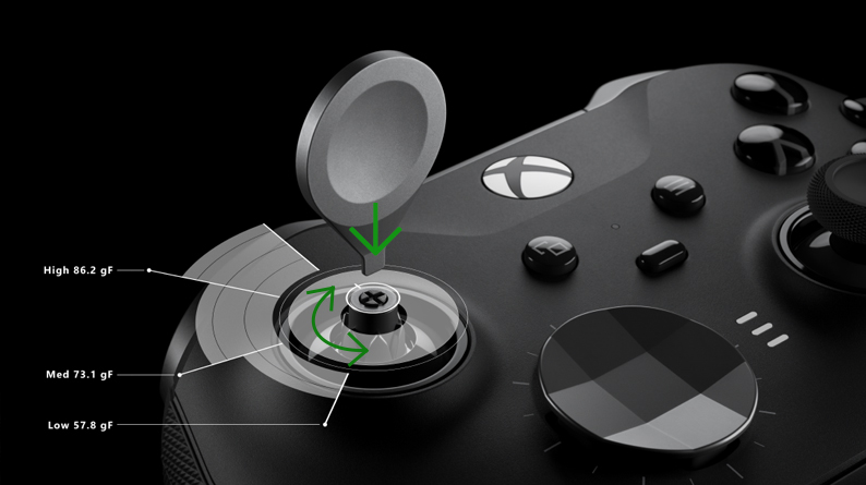 Xbox Elite ワイヤレス コントローラー シリーズ 2 でサムスティックを調節する | Xbox Support