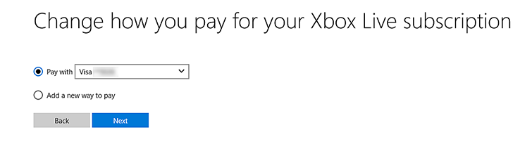pay xbox live subscription