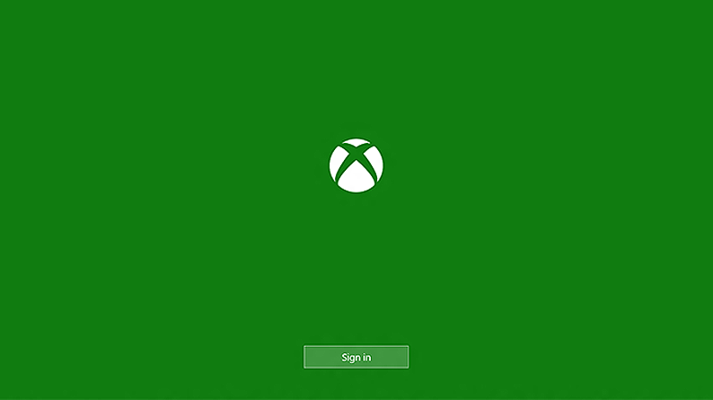 Image shows the Xbox logo and a Sign in button that appear when a user opens the Xbox Companion app.