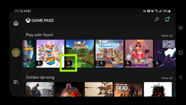 Aplicativo móvel Xbox Game Pass