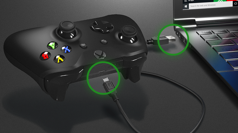 Xbox Wireless Controller connecting to PC via USB cable