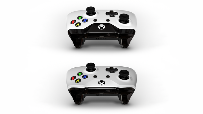 The image shows two controllers, with the Bluetooth-enabled controller at the bottom.